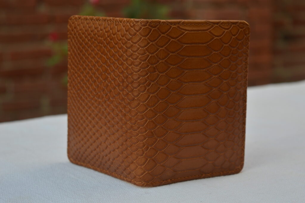 Honey Snakeskin Embossed Leather Bifold