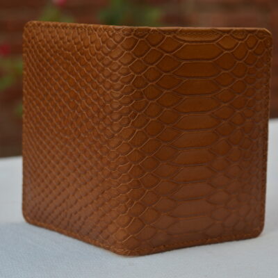 Honey Snakeskin Embossed Leather Bifold