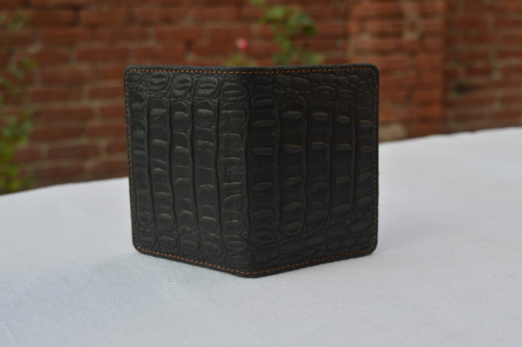 Dark Crocodile Embossed Leather Bifold