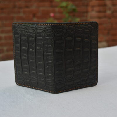 Dark Crocodile Embossed Leather Bifold