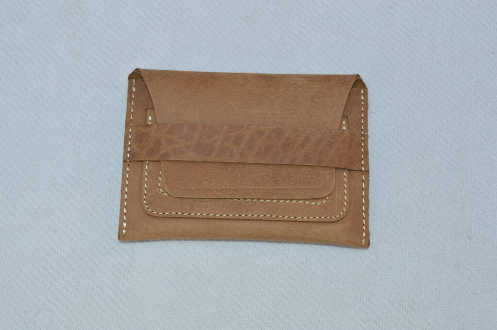 Tan Leather Flap Cardholder - Strap Closure