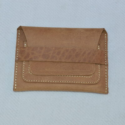 Tan Leather Flap Cardholder - Strap Closure