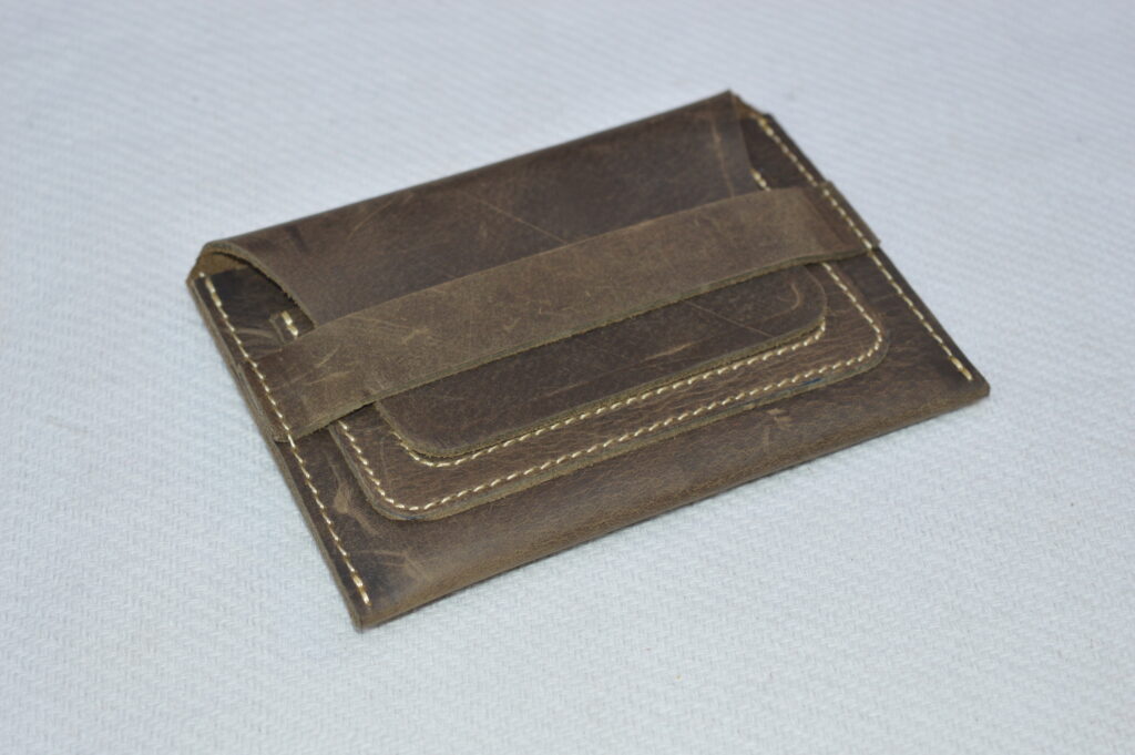 Distressed Brown Flap Cardholder - Strap Closure
